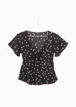 Blusa estampada de estrellas con anudado en escote para mujer - Flashy