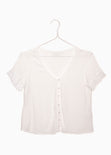 Blusa con bolillo en mangas y botones para mujer - Flashy