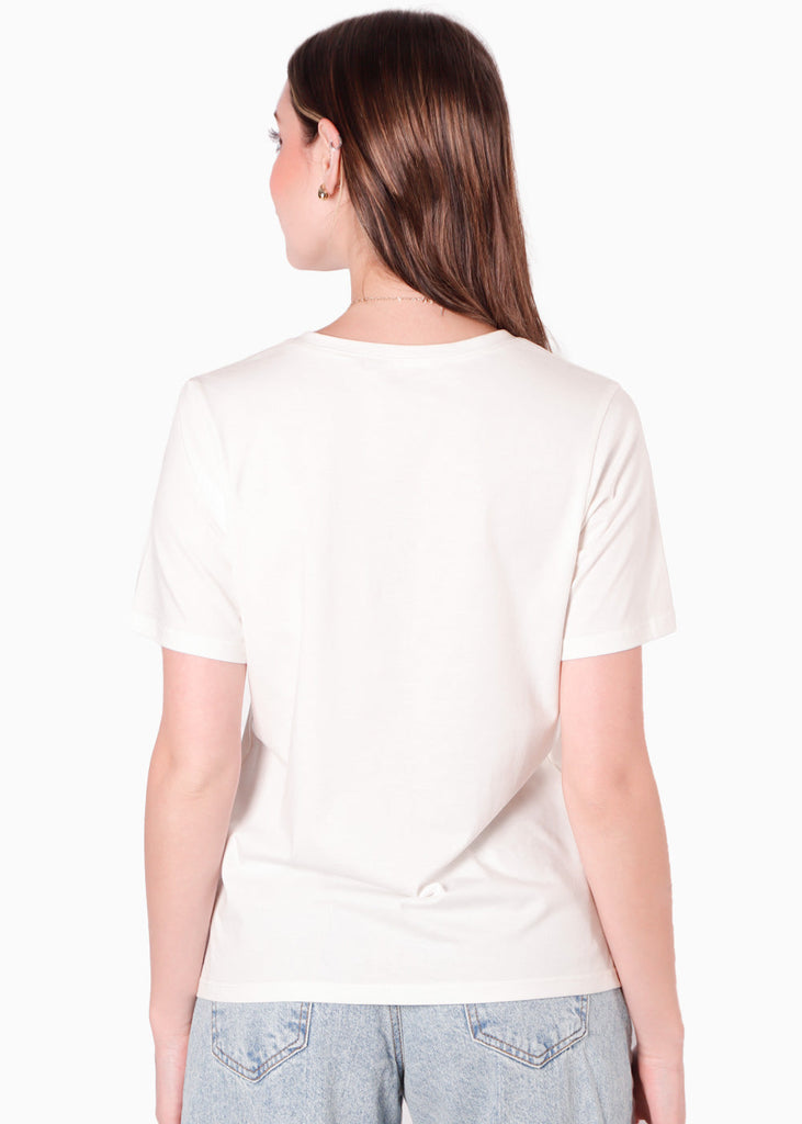 Camiseta basica con estampado "Paris" color blanco, marfil para mujer - Flashy