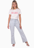 Camiseta con bordado "Babe" color blanco para mujer - Flashy