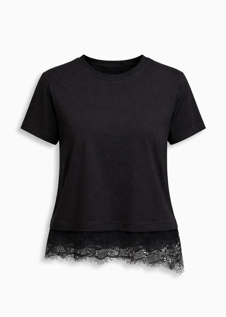 Camiseta con detalle de encaje - CELAYA.NEGRO