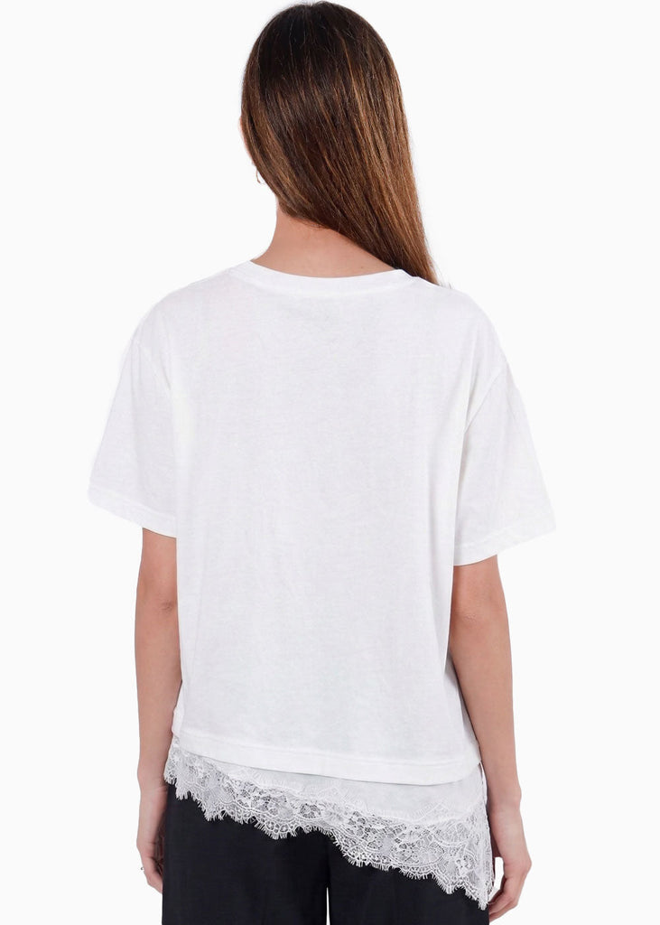 Camiseta con detalle de encaje - CELAYA.MARFIL