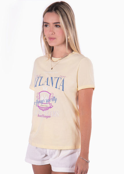Camiseta con estampado "Atlanta" color amarillo para mujer - Flashy