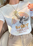 Camiseta con estampado de águila "Spirit dreamer" color blanco, marfil para mujer - Flashy
