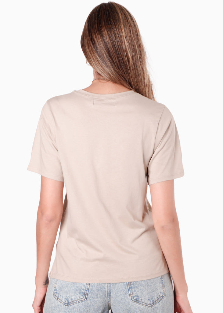 Camiseta con estampado de caballo color beige para mujer - Flashy