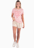 Camiseta con estampado de corazón "Heart breaker" color rosado para mujer - Flashy