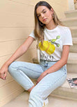 Camiseta con estampado de limones color blanco para mujer - Flashy