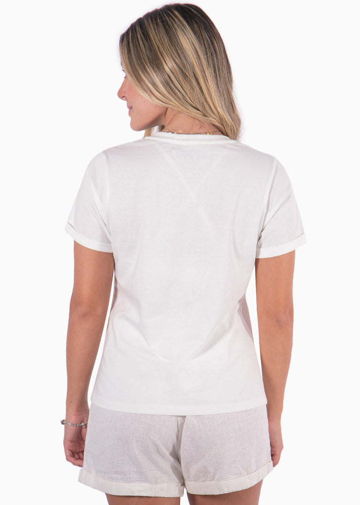 Camiseta con estampado "French bulldog club" color blanco, marfil para mujer - Flashy