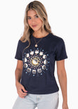 Camiseta con estampado horóscopo color azul para mujer - Flashy