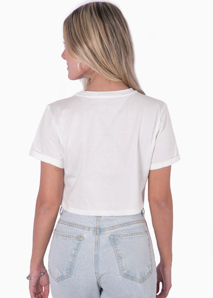 Camiseta con estampado "La lune, La mer" color marfil, blanco para mujer - Flashy