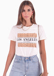 Camiseta con estampado "Los Angeles" y animal print color blanco para mujer - Flashy