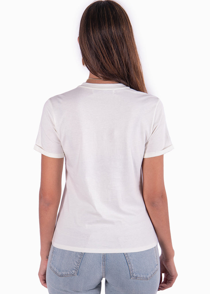 Camiseta con estampado "Los Angeles" y animal print color blanco para mujer - Flashy