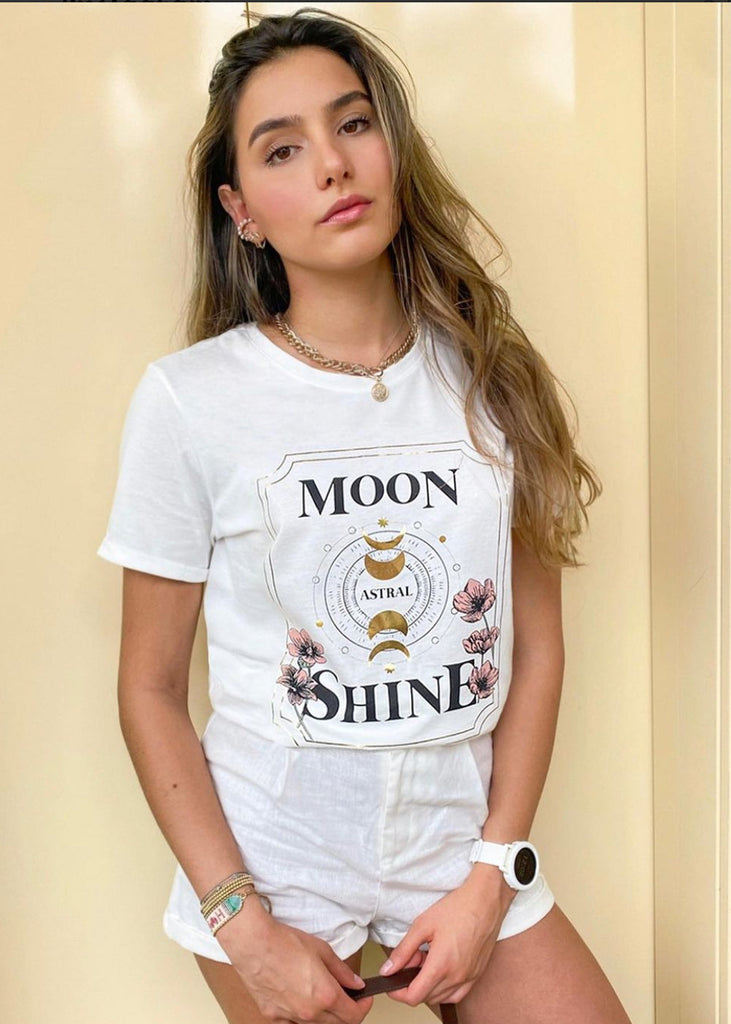 Camiseta con estampado "moon shine" color blanco para mujer - Flashy