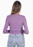 Buzo manga larga con recogido en laterales color lila, morado para mujer - Flashy