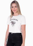 Camiseta con estampado "Spotted dog" de perritos color marfil para mujer - Flashy