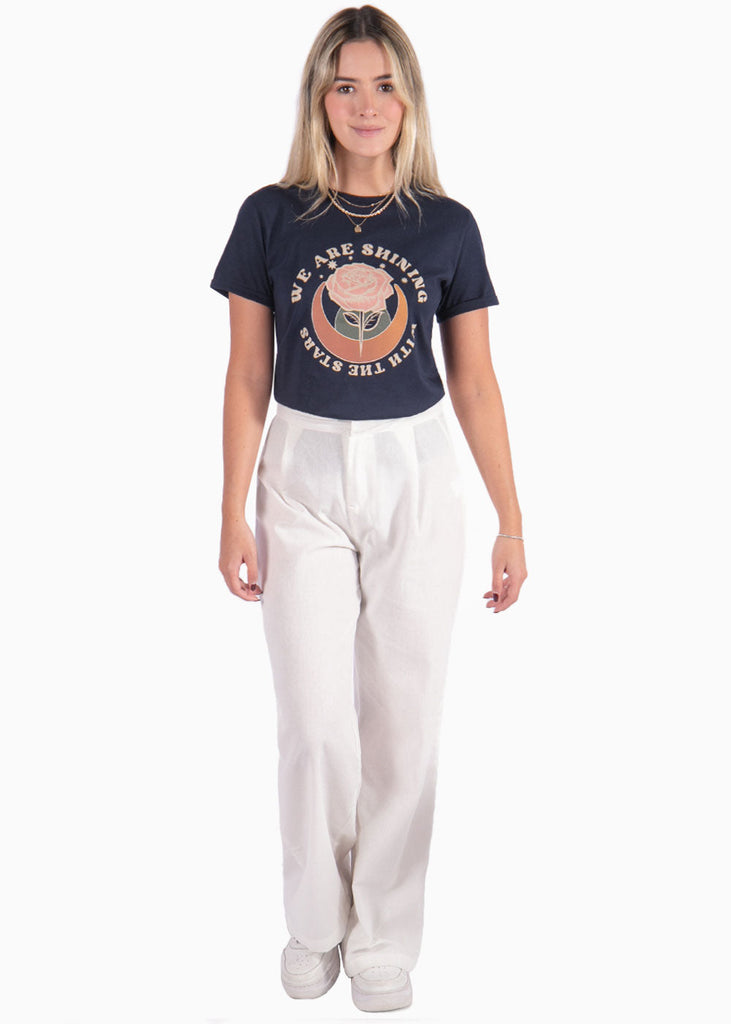 Camiseta con estampado "We are shining" color azul para mujer - Flashy