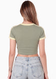 Camiseta corta estampada con cuello y puños en contraste - AMAZONAS