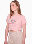Camiseta crop con bordado "Palm Beach Country Club" color rosado para mujer - Flashy