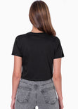 Camiseta crop estampada "Cat mom" color negro para mujer - Flashy