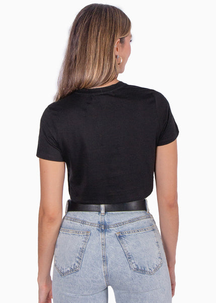Camiseta crop manga corta color negro para mujer - Flashy
