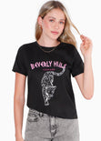 Camiseta estampada "Beverly Hills leopard" color negro para mujer - Flashy