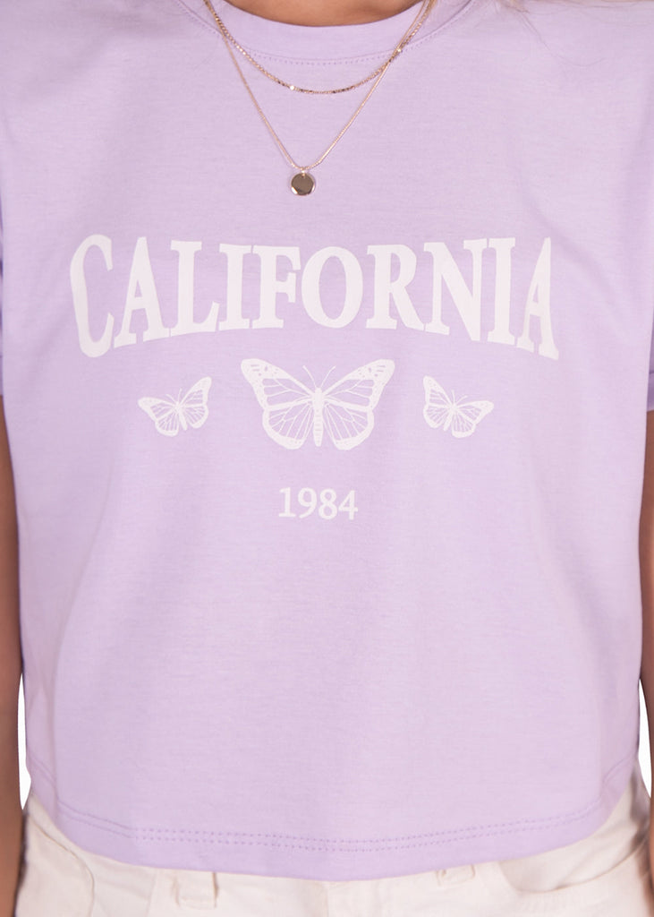 Camiseta estampada "California" color morado, lila para mujer - Flashy