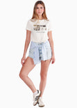 Camiseta estampada "Cats rule the world" color blanco, marfil para mujer - Flashy