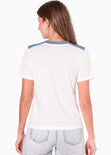 Camiseta estampada con cuello en contraste de color marfil - CORDOBA