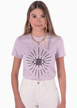 Camiseta estampada de ojo con estrellas color lila, morado para mujer - Flashy