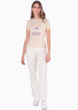 Camiseta estampada "Don't chase attract" color beige para mujer - Flashy