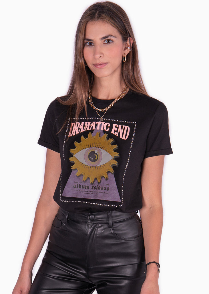 Camiseta estampada "dramatic end" color negro para mujer - Flashy