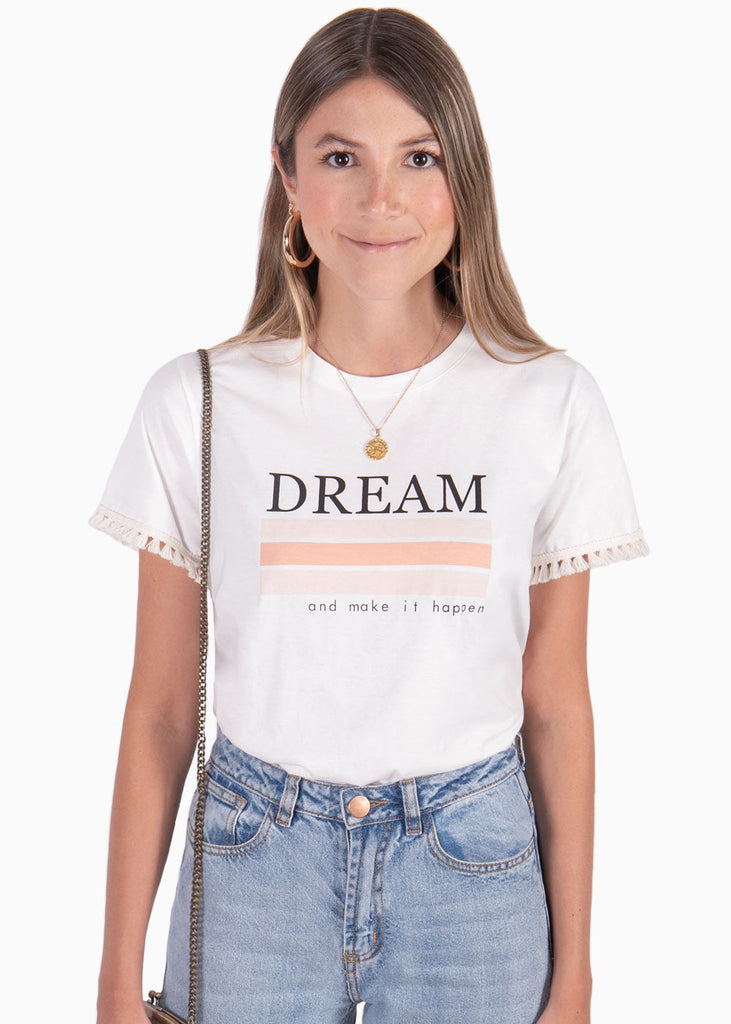 Camiseta estampada "Dream" color blanco para mujer - Flashy