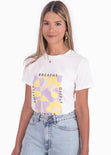 Camiseta estampada "Enjoy the now" color blanco, marfil para mujer - Flashy
