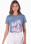 Camiseta estampada "Have a great day" color azul para mujer - Flashy