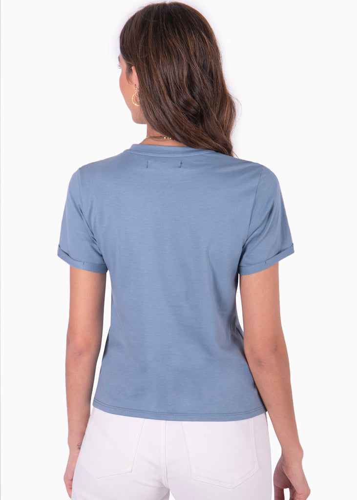 Camiseta estampada "Have a great day" color azul para mujer - Flashy