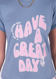 Camiseta estampada "Have a great day" color azul para mujer - Flashy