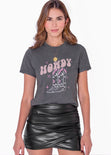 Camiseta estampada "Howdy" color gris para mujer - Flashy