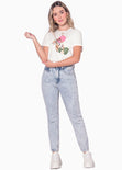 Camiseta estampada "La dolce vita" color blanco, marfil para mujer - Flashy