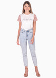 Camiseta estampada "No bad days" con mangas en lentejuelas para mujer - Flashy