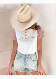Camiseta estampada "No bad days" con mangas en lentejuelas para mujer - Flashy