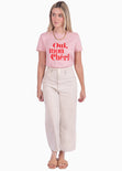 Camiseta estampada "Oui, mon chéri" color rosado para mujer - Flashy