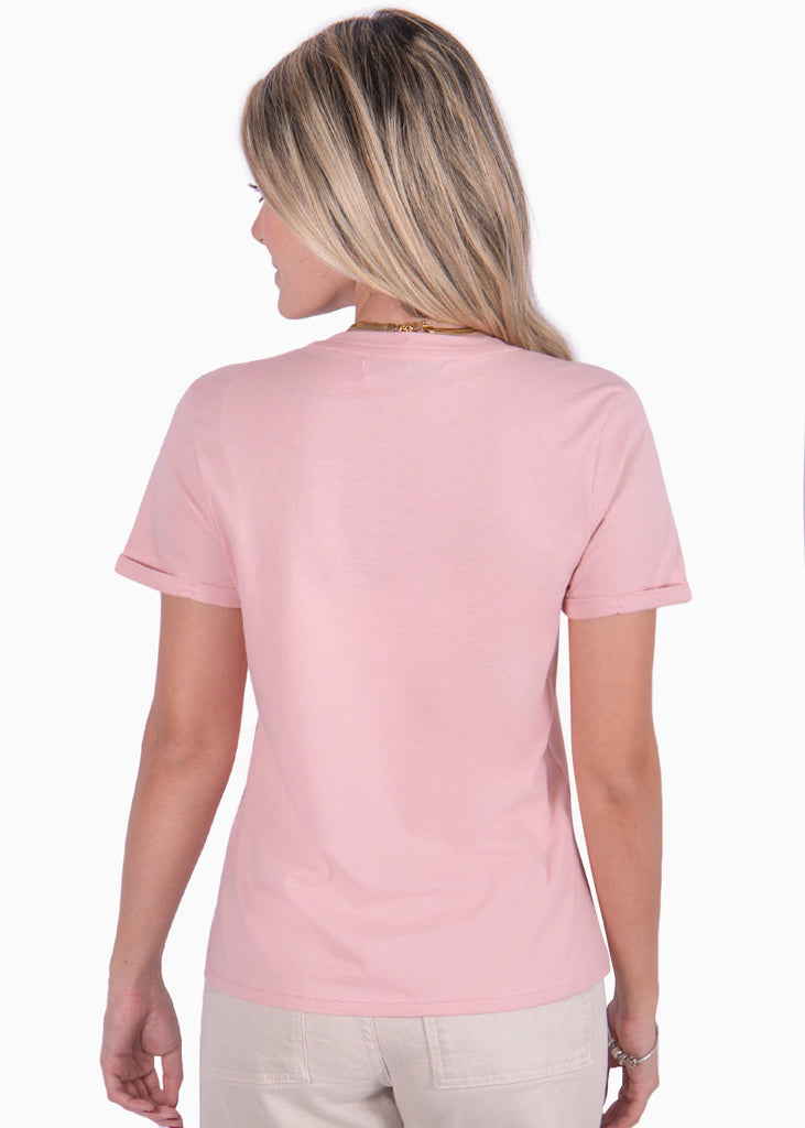 Camiseta estampada "Oui, mon chéri" color rosado para mujer - Flashy