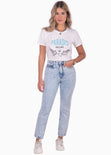 Camiseta estampada "Paradis sur la mer" color blanco, marfil para mujer - Flashy