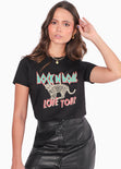 Camiseta estampada "Rock n Roll love tour" color negro para mujer - Flashy