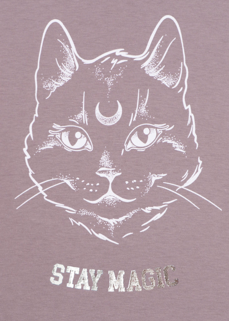 Camiseta estampada "Stay magic" color morado para mujer - Flashy