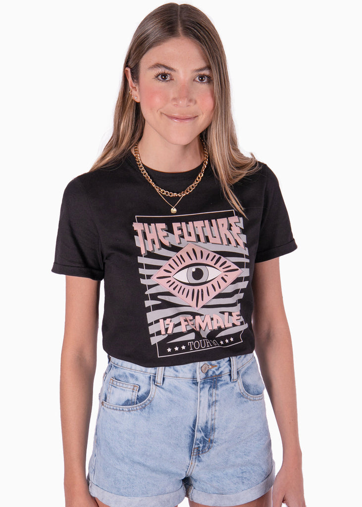 Camiseta estampada "The future is female" color negro para mujer - Flashy