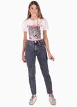 Camiseta estampada tigre "Fearless" color blanco para mujer - Flashy
