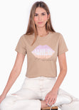 Camiseta estampada "Wild, let your soul and mind shine" color beige para mujer - Flashy