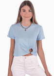 Camiseta manga corta con argolla color azul para mujer - Flashy