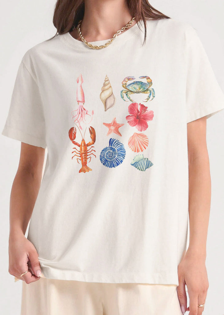 Camiseta estampada color blanco, marfil para mujer - Flashy